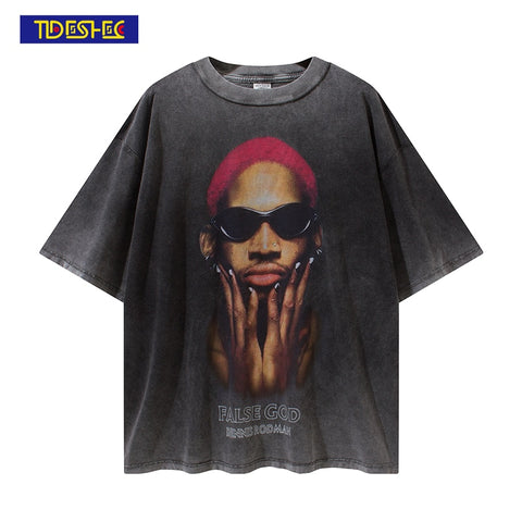 Men Cotton Dennis Rodman Portrait T Shirt