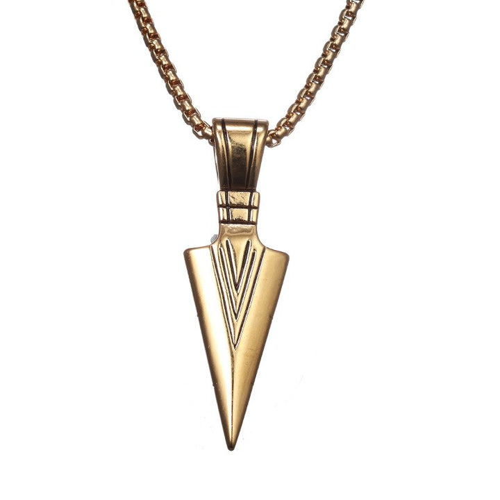 Men's Fashion Jewelry Black Gold Silver color Arrow Head Pendant Long Chain Necklaces mens necklaces Collier Femme ArrowHead