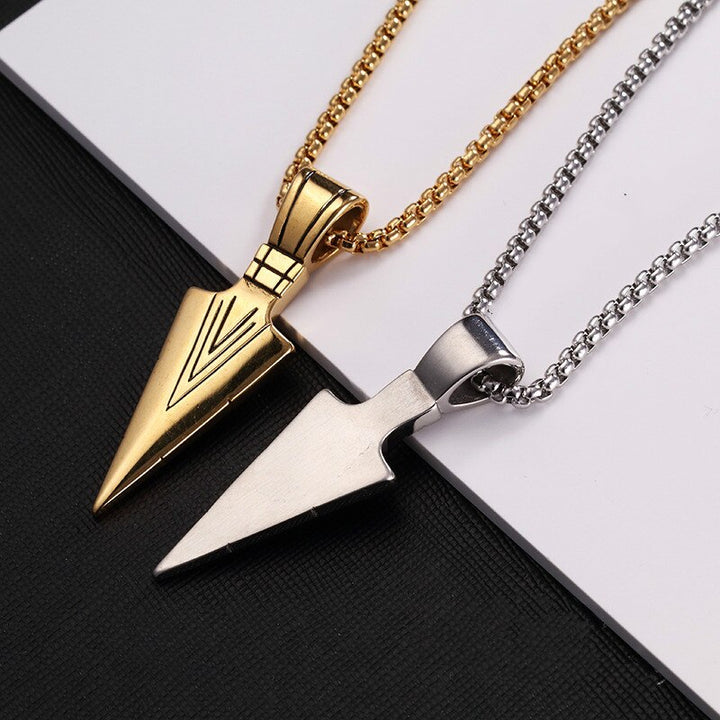 Men's Fashion Jewelry Black Gold Silver color Arrow Head Pendant Long Chain Necklaces mens necklaces Collier Femme ArrowHead